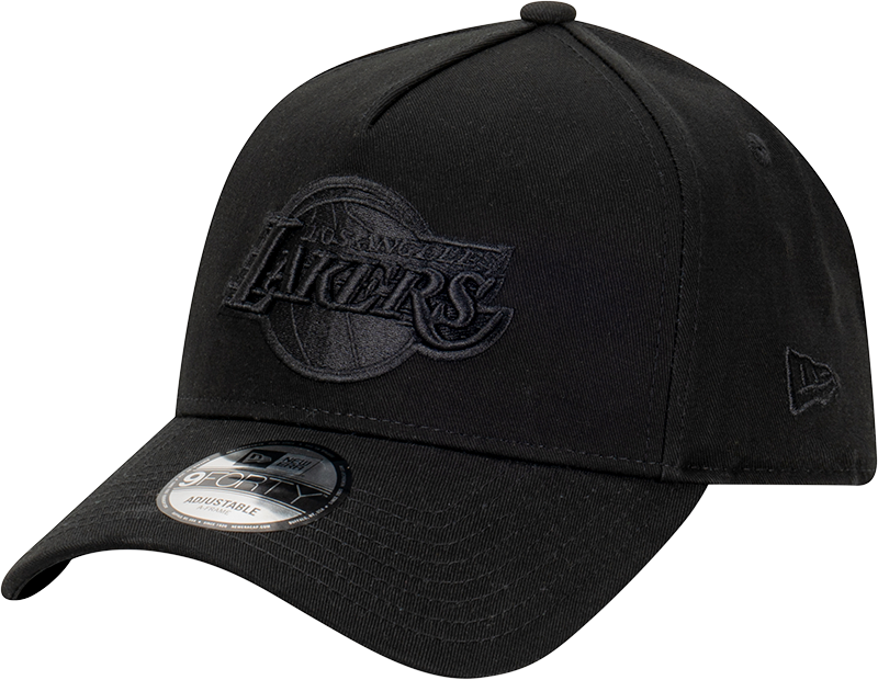 Los Angeles Lakers New Era 9FORTY A-Frame Snapback Hat - Black on Black