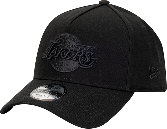 Los Angeles Lakers New Era 9FORTY A-Frame Snapback Hat - Black on Black