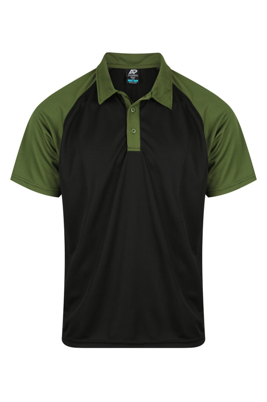 Manly Polo - Black & Olive