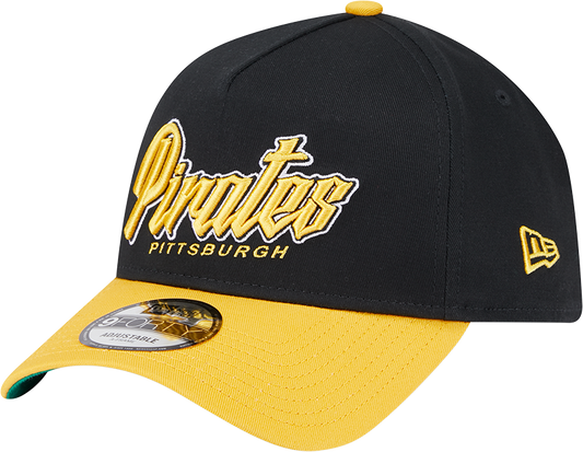 Pittsburgh Pirates 9FORTY A-Frame Snapback - Black and Gold Script