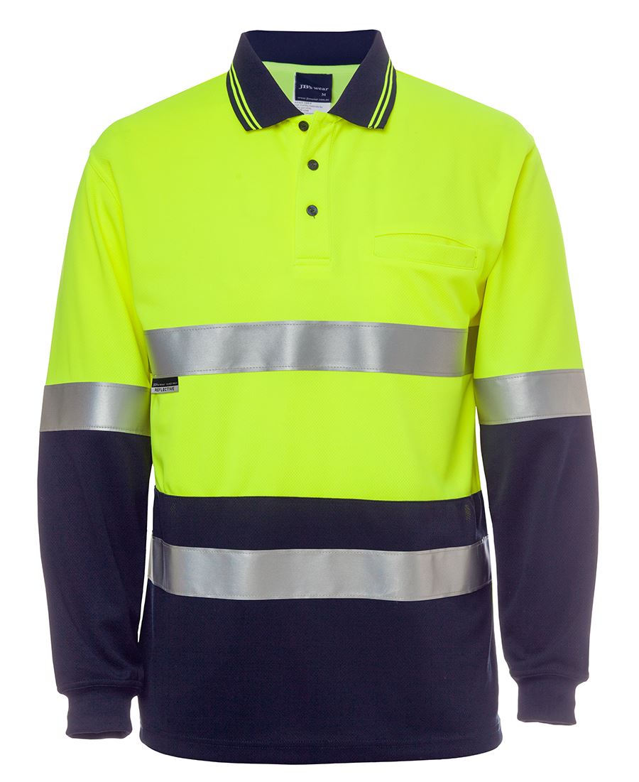 JB's Hi Vis L/S (D+N) Cotton Back Polo - Green