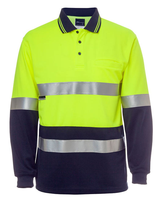 JB's Hi Vis L/S (D+N) Cotton Back Polo - Green