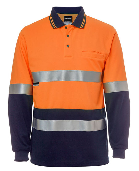 JB's Hi Vis L/S (D+N) Cotton Back Polo - Orange