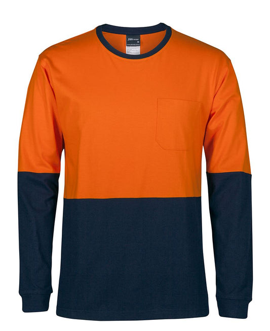 JB's Hi Vis L/S Crew Neck Cotton T-Shirt - Orange