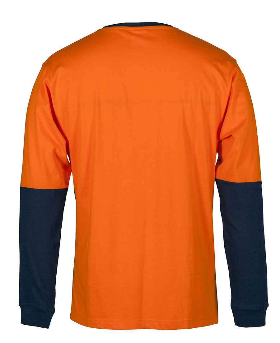 JB's Hi Vis L/S Crew Neck Cotton T-Shirt - Orange