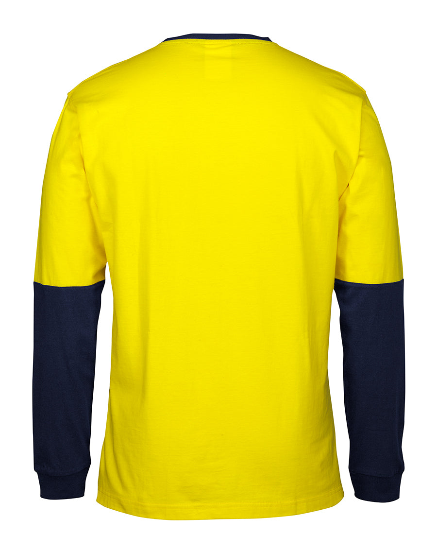 JB's Hi Vis L/S Crew Neck Cotton T-Shirt - Yellow