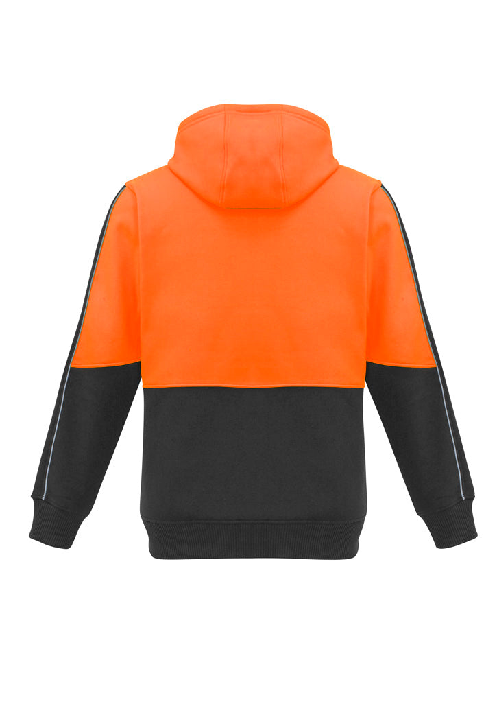 Unisex Hi-Vis Full Zip Hoodie - Orange & Charcoal