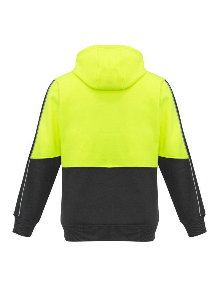 Unisex Hi-Vis Full Zip Hoodie - Yellow & Charcoal