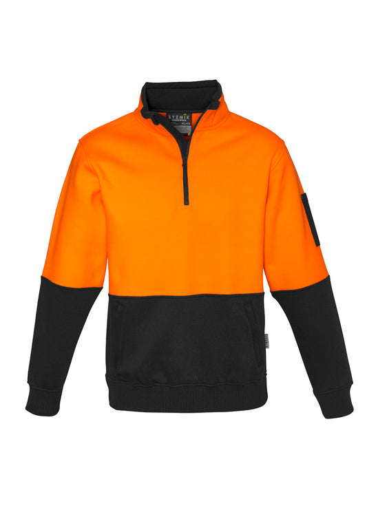 Unisex Hi - Vis Half Zip Pullover - Orange & Black