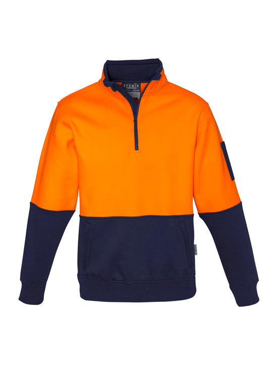 Unisex Hi - Vis Half Zip Pullover - Orange & Navy