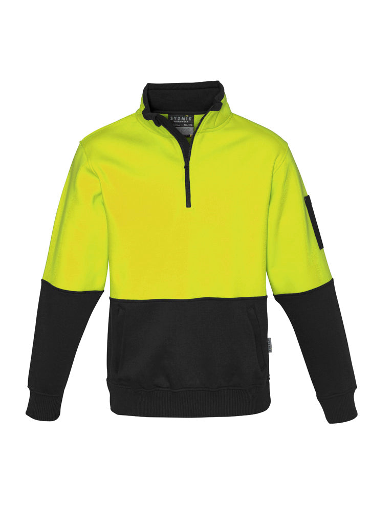 Unisex Hi - Vis Half Zip Pullover - Yellow & Black