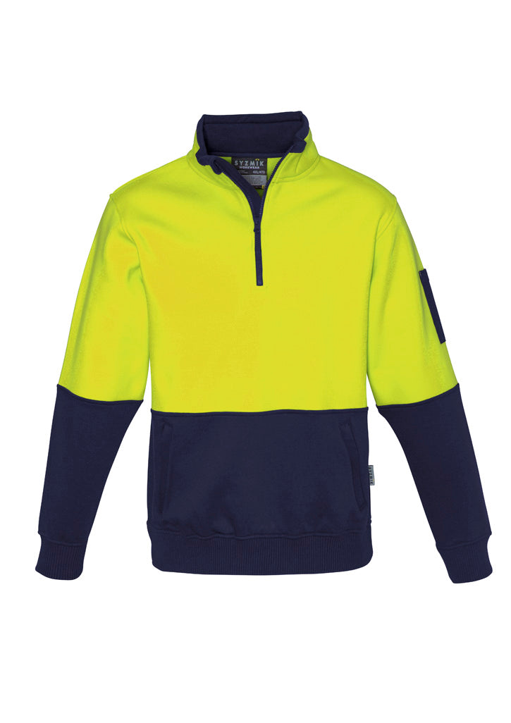 Unisex Hi - Vis Half Zip Pullover - Yellow & Navy