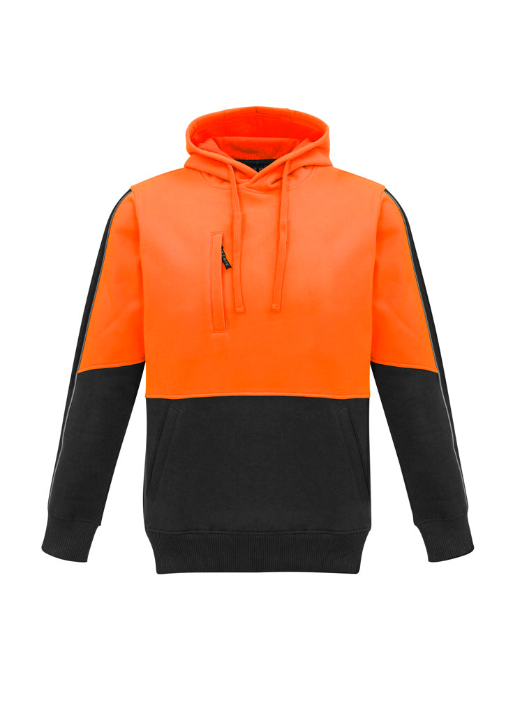 Unisex Hi-Vis Pullover Hoodie - Orange & Black