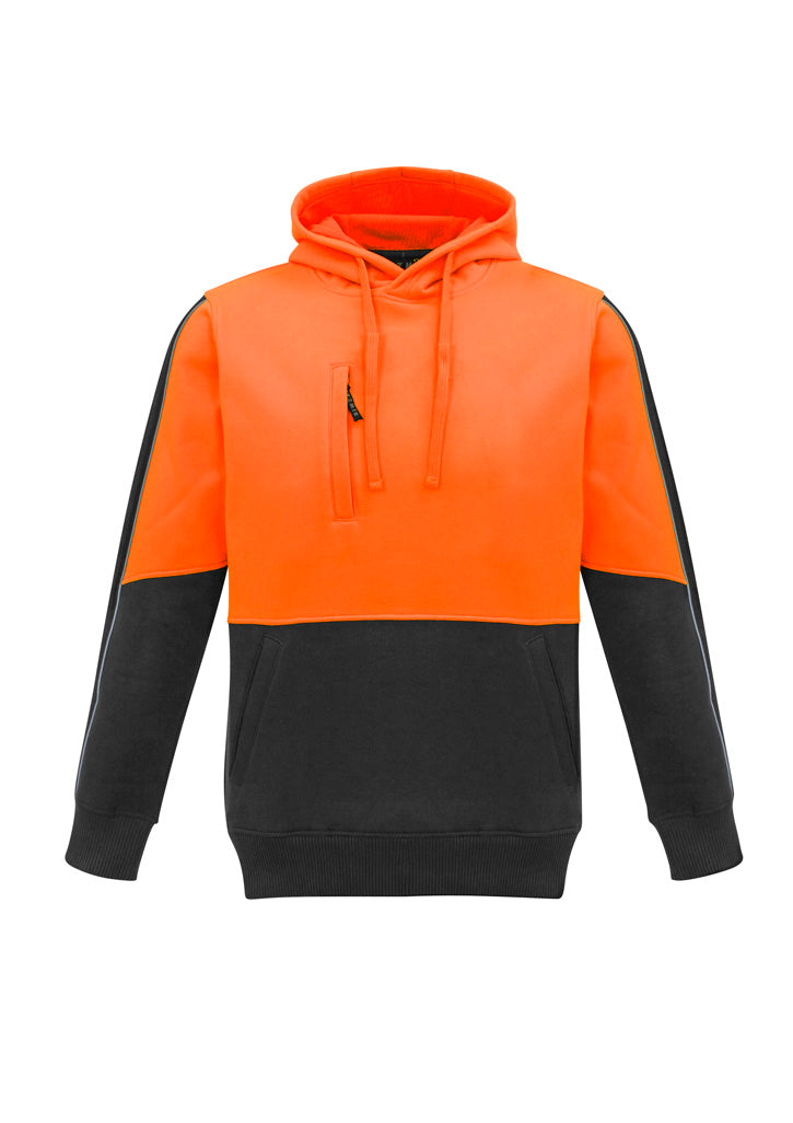 Unisex Hi-Vis Pullover Hoodie - Orange & Charcoal