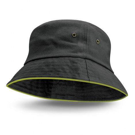 Black Bucket Hat - Green Trim