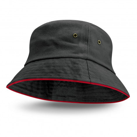 Black Bucket Hat - Red Trim