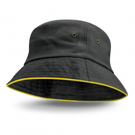 Black Bucket Hat - Yellow Trim