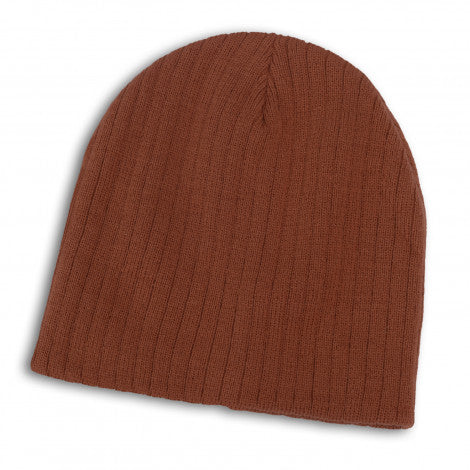 Cable Knit Beanie - Brown