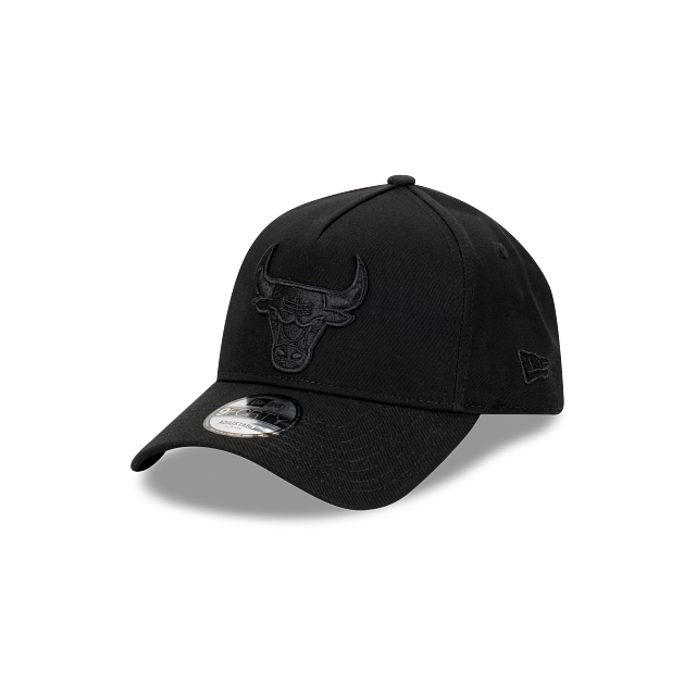 Chicago Bulls New Era 9FORTY A-Frame Snapback Hat - Black on Black