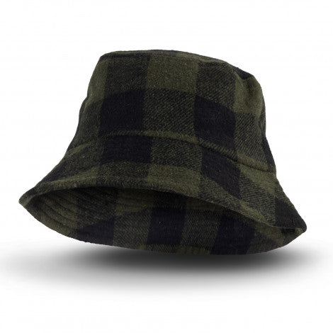 Plaid Bucket Hat - Black & Olive
