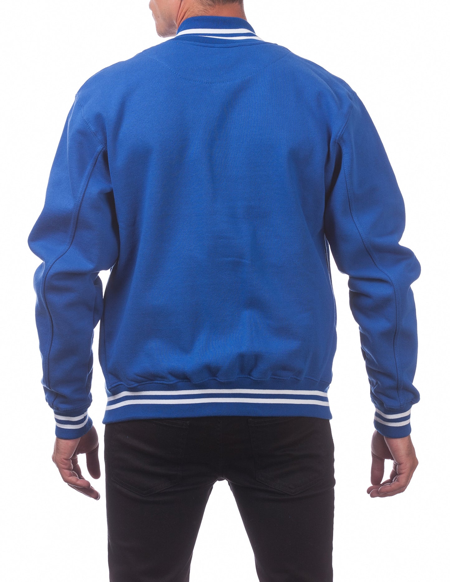 Pro Club Mens Varsity Fleece Baseball Jacket Blue Back