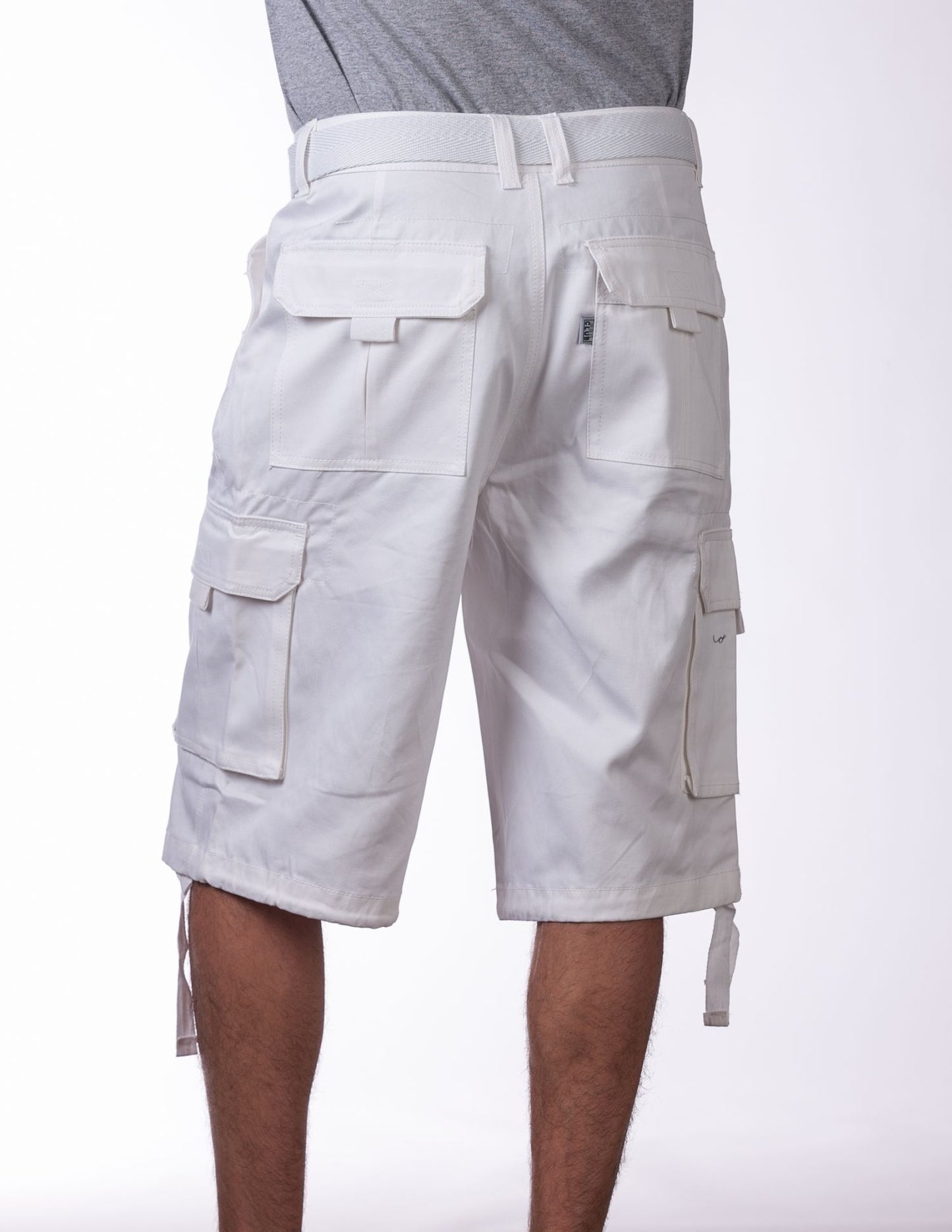 Pro Club Twill Cargo Shorts White Back
