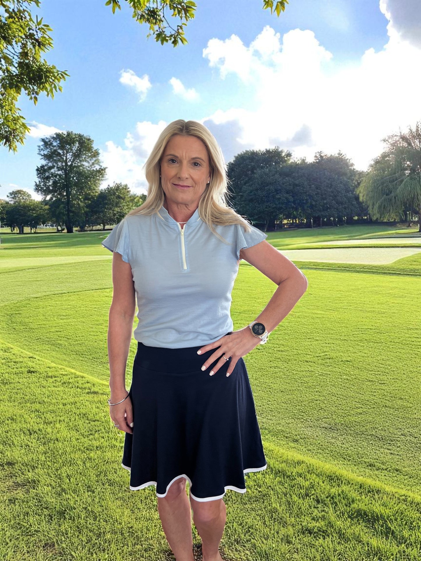 Ladies Merino Golf Skirt with White Trim