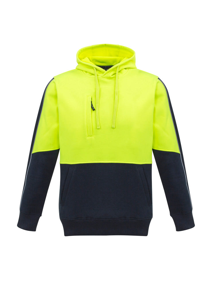 Unisex Hi-Vis Pullover Hoodie - Yellow & Navy