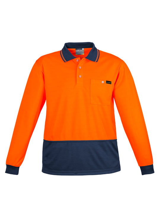 Hi-Vis Polo Long Sleeve - Orange & Navy