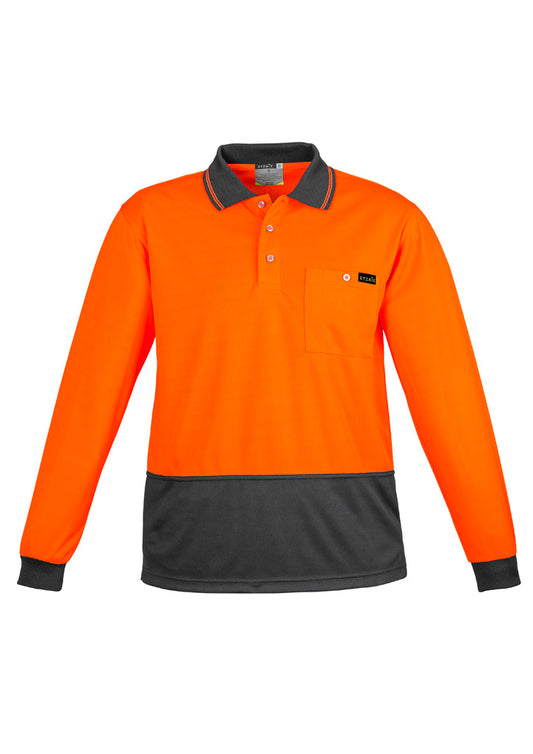 Hi-Vis Polo Long Sleeve - Orange & Charcoal