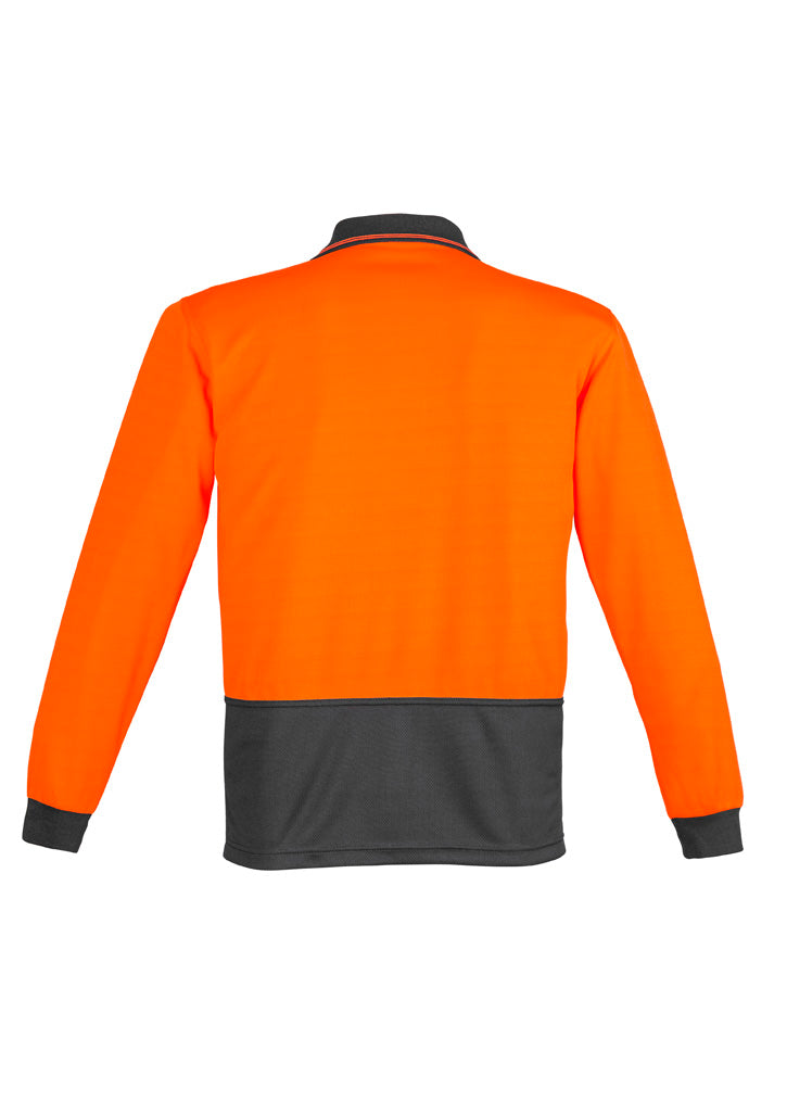 Hi-Vis Polo Long Sleeve - Orange & Charcoal