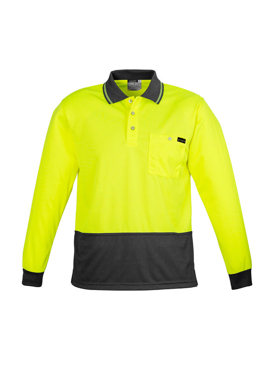 Hi-Vis Polo Long Sleeve - Yellow & Charcoal
