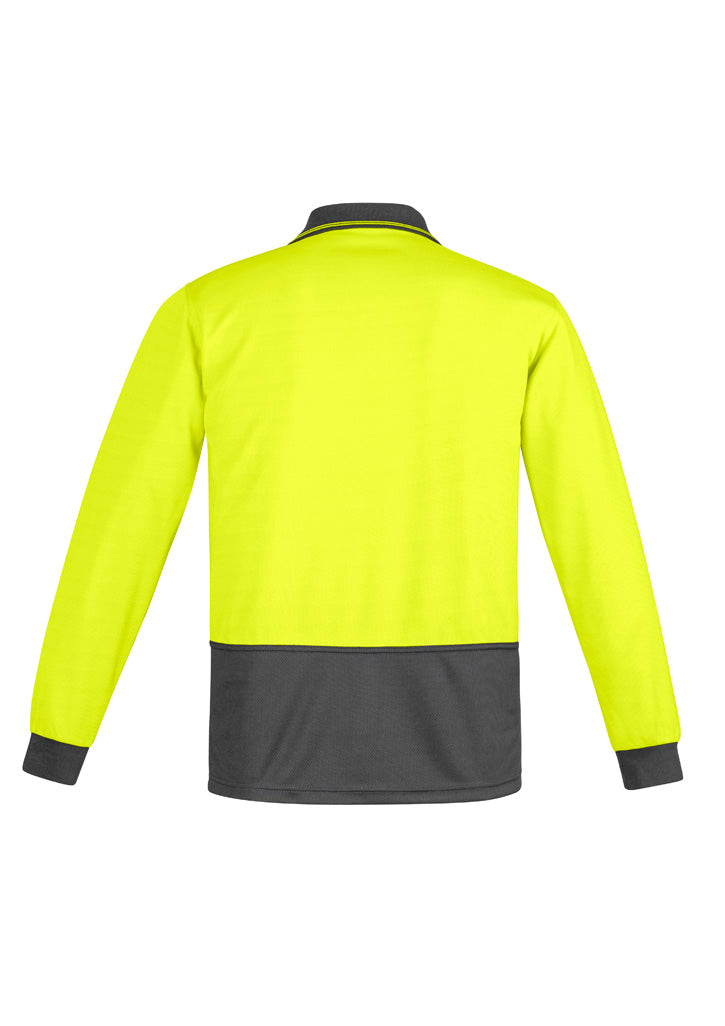 Hi-Vis Polo Long Sleeve - Yellow & Charcoal