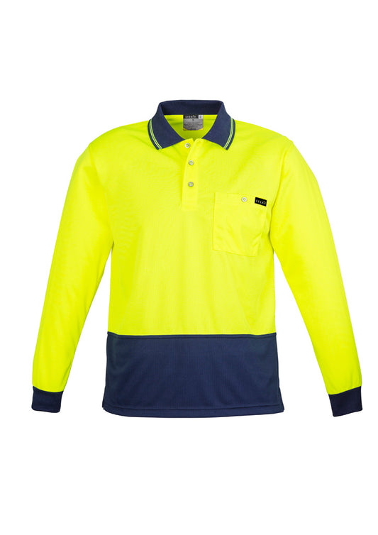Hi-Vis Polo Long Sleeve - Yellow & Navy