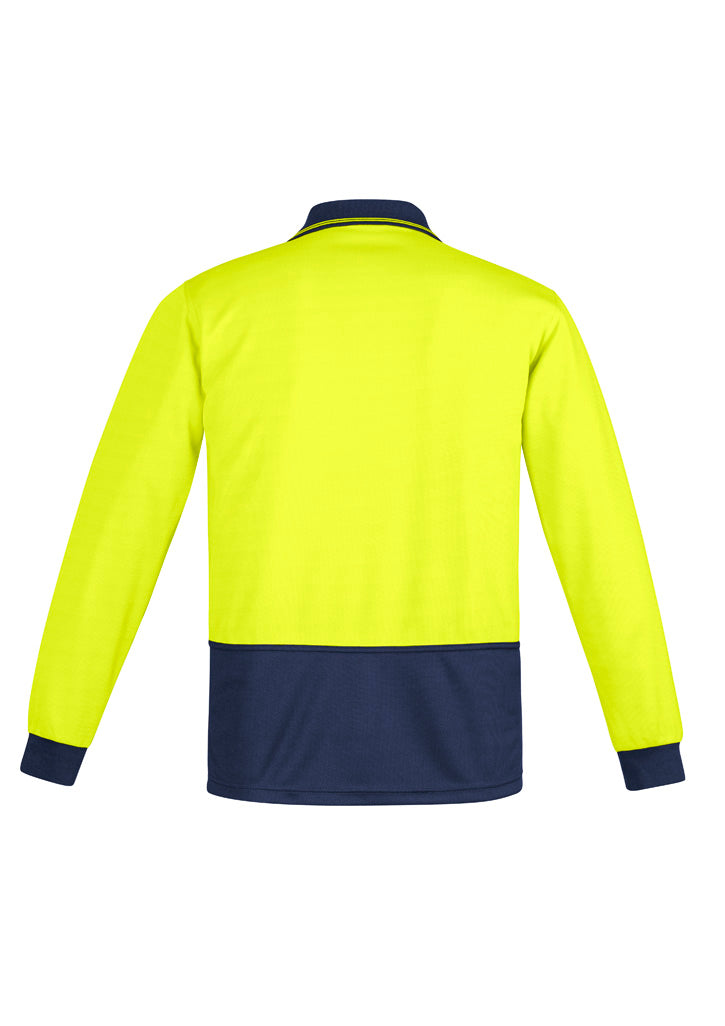 Hi-Vis Polo Long Sleeve - Yellow & Navy
