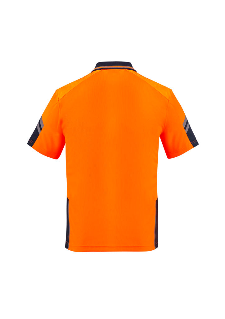 Men's Hi-Vis Reinforced Squad Short Sleeve Polo - Orange & Navy