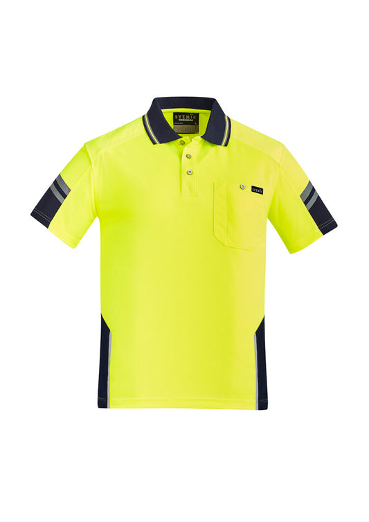 Men's Hi-Vis Reinforced Squad Short Sleeve Polo - Yellow & Navy