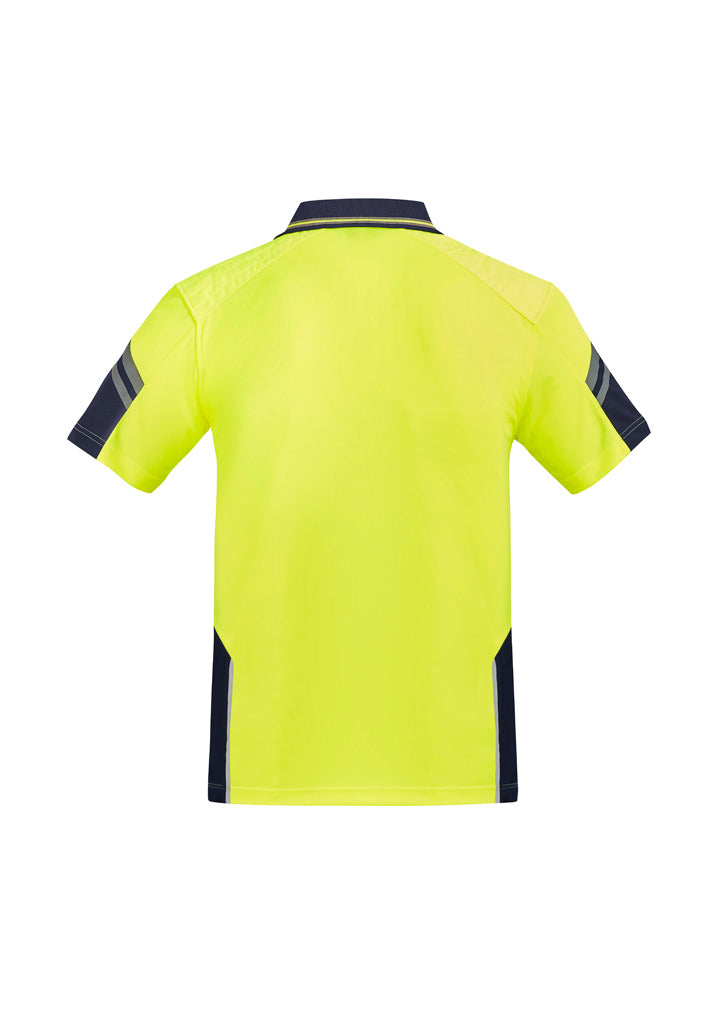 Men's Hi-Vis Reinforced Squad Short Sleeve Polo - Yellow & Navy