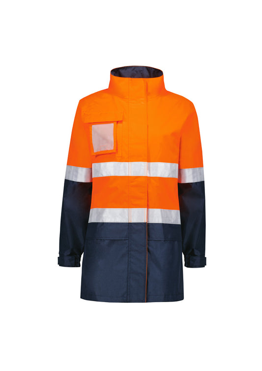 Womens Hi-Vis Ultralite Waterproof Jacket - Orange & Navy