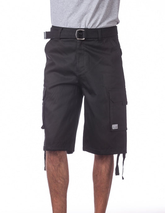 Pro Club Twill Cargo Shorts Black Front