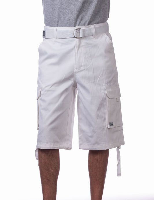 Pro Club Twill Cargo Shorts White Front